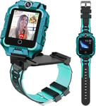 Montre Téléphone Enfant T10,Montre Intelligente Pour Enfants Avec Tracker Gps,4g Smart Watch Avec Rotation À 360°,Montre Gps Pour Enfants De 4 À 12 Ans Pour Cadeau De Noël (Cyan T10)