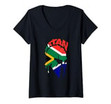 Womens Spartan warrior South African flag. Design USA Vintage V-Neck T-Shirt