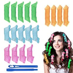 URAQT Hair Curlers for Short Hair, No Heat Hair Rollers Spiral Curlers, 15cm/25cm Hair Curlers Styling Kit with Styling Hooks, DIY Hairstyle Tools for Women Girls (18 Pack)