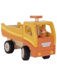 Goki Wooden Dump Truck Orange with Swivel Wheels