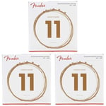 Fender 60CL .011 - .052 Phosphor Bronze Custom Light Acoustic Guitar Strings (Pack of 3)