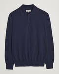 Canali Cotton Long Sleeve Polo Navy