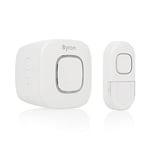 Byron DBY-24722UK Wireless Portable Doorbell Set, Smart Control, 200m Range, 8 Melodies, Volume Control, Colourful Visual Alert System White