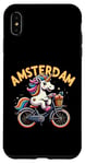 Coque pour iPhone XS Max Amsterdam Netherland Vélo licorne pour filles et femmes arc-en-ciel