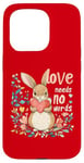 iPhone 15 Pro Love Needs No Words Bunny - Cute Animal Heart Design Case