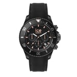 ICE-WATCH - Ice Chrono Black Rose-Gold - Montre Noire pour Homme avec Bracelet en Silicone - Chrono - 020620 (Large)