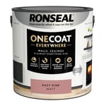 Ronseal Paint One Coat Hazy Pink Matt Quick Dry Grease Mould Resistant 2.5L