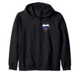 Russian Flag Vintage Heart - Russia Fan Retro Zip Hoodie