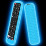 Housse Coque En Silicone Compatible Avec Hisense Telecommande En2X27Hs En2Bi27H En2Bo27H En2A27 Control,Antiderapant Etui De Protection Pour Hisense Tv Remote(Glow Blue)