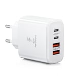 Chargeur USB C Rapide, USB C 40 W 4 Ports Chargeur Double Port PD+QC, Multiple Type C Chargeur Compatible pour iPhone 14/13/12/11/Pro Max/XS/XR/8/7/téléphone/Samsung/iPad/Tablette