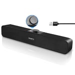 Computer PC Speakers, Bluetooth 5.3 Sound bar Monitor Speakers, Wired USB-Powered, Great Stereo Sound, Volume Control Knob, USB Desktop Speaker for Monitor, Tablets, Laptop, Tablets, Smartphone