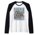 Never Too Late Dissociate Funny Raccoon Meme Bootleg Graphic Raglan Baseball Tee