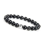 GD GOOD.designs EST. 2015 Bracelet pour hommes avec perles en pierre naturelle I Bracelet en perles de jaspe pour hommes et femmes I Bracelet extensible pour chakras (Agate Noire)