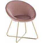 Woltu - Chaise de salle à manger siège bien rembourré en velours, Fauteuil de salon pieds en métal, Rose