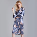 GROPC Robe De Chambre Satin Femme,Saint Valentin Lingerie Sexy Soie Soie Babydoll Robe Mariée Demoiselle d'honneur Robe Peignoir Kimono Chemises Vêtements De Nuit Homewear pour Ami Cadeaux,Bleu,XL