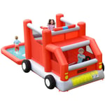 Maisonchic - Toboggan Aquatique Gonflable sur Thème Voiture de Pompiers avec Piscine à Eclaboussures Ballon de Basket sans Gonfleur Maison Chic