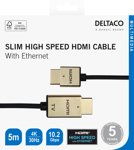 DELTACO Ultra-thin HDMI cable, 4K UHD, 5m, black/gold