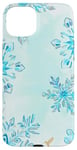 iPhone 15 Plus Beautiful Blue Snowflakes Icy Winter Snow Hummingbird Case