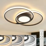 Plafonnier led Ring - 48W Lampe de salon noire Design moderne Dimmable avec télécommande Lampe de chambre à coucher Cercles Eclairage de plafond