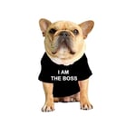 ShopINess T-Shirt pour Chien Chat et Animaux Domestiques avec la Phrase I am The Boss Je suis Le Chef (Noir, XL)