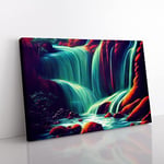 Desirable Waterfall Canvas Wall Art Print Ready to Hang, Framed Picture for Living Room Bedroom Home Office Décor, 76x50 cm (30x20 Inch)