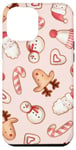 Coque pour iPhone 12 Pro Max Mignon rose pastel renne Père Noël sucre d'orge de Noël