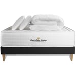 Royal Palace Bedding - Ensemble matelas sommier Buckingham 160 x 200 cm - Couleur : Noir avec 2 oreillers et couette