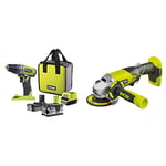 RYOBI - Duo perceuse percussion & meuleuse 115mm sans fils 18Volt ONE+ avec batterie 2 & 4Ah