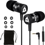 Fusion Ecouteurs Haute Qualité Audio Durables + Garantis 5 Ans Innovant Ecouteur Intra-auriculaire avec Mousse à Mémoire de Forme et Microphone Prise Jack 3,5mm Version 2024 Noir