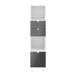 Colonne de rangement blanche sur pieds avec tiroirs et porte anthracite brillant GoodHome Atomia H. 161 x L. 37,5 x P. 35 cm