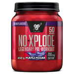 BSN Nutrition N.O.-Xplode Pre Workout Powder Food Supplement, Energy and Focus Booster with Caffeine, Amino Acids, Vitamin C and Zinc, Purple Power Flavour, 50 Servings, 650 g