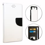 Elephone P6000 Etui Housse Folio Blanc Façon Cuir Texturé Avec Porte Cartes Et Surpiqûres Apparentes By Ph26®