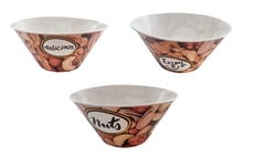 3 X Plastic Snack Bowls Three Serving Dessert Side Dish Nut Nibbles 16cm X 7cm