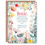 Greeting Card Bestie Because of You Floral Flowers Sincere Birthday