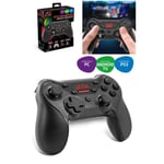 Manette Sans Fil Rechargeable Gta Compatible Pc, Ps3 & Android Tv Noir Et Rouge Ergonomique Joystick Asymétrique - Autonomie 12h