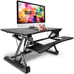 Duronic Standing Desk Converter DM05D2 BK Adjustable Sit Stand Desks Workstation Wood Height Adjusting Sitting Riser for Office Table PC Laptops Computer Monitor Screen Keyboard and Mouse