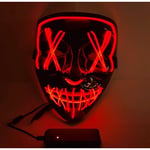 Red LED Face Mask Halloween Scary Movie Cross Eye Light Up Halloween Mask