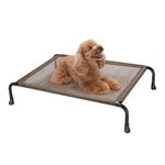 veehoo Outdoor Elevated Dog Bed, Cooling Raised Dog Cots Beds with No-slip Feet, Durable Pet Bed for Large Medium Dogs, Washable & Chew Proof Mesh Fabric Cots for Indoor Outdoor, Small, Brown