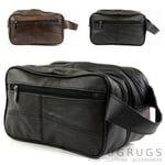 Men's Leather Toiletries / Travel / Holiday / Over Night / Weekend Wash Bag