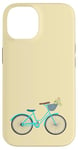 Coque pour iPhone 14 Vélo rétro bleu pour fille avec panier de fleurs