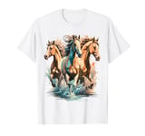 Running Crazy Wild Horses Gift Teenage Girls Boys Men Women T-Shirt