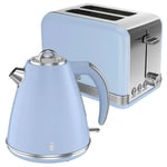 🔥 Swan Retro Kettle & 2 Slice Toaster Kitchen Set (Blue) 🚚💨