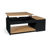 Facilitys - Table basse avec plateau relevable effet bois - style industriel