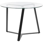 Table à Manger Moderne Ronde Glamour ⌀ 100 cm 4 Places en Verre Trempé Plateau Noir Kebri