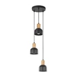 Lampe Suspendue Métal Bois Noir E27 3-flammig Réglable Pendelleuchte à Manger