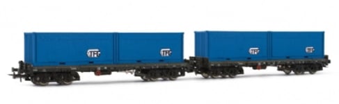 Rivarossi HR6103 - Set 2 wagons plats avec container, DB  - HO (1:87)