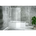 Baignoire asymétrique integra 150/170 cm x 75 cm + pare baignoire - Angle: Gauche - Dimensions: 170cm