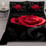 PETTI Artigiani Italiani - Couvre-lit Simple d'été 170 x 260 cm 100 g/m² Double Face, Couette lit Simple Printemps, Couette légère, Noir Roses, 100% fabriqué en Italie