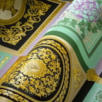 Versace Home Wallpaper 387041 Papier peint baroque de luxe Motif floral Vert menthe, violet, noir, doré 10,05x0,70 m Fabriqué en Allemagne