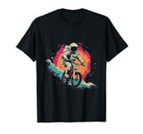 Retro astronaut on bike in space galaxy universe T-Shirt